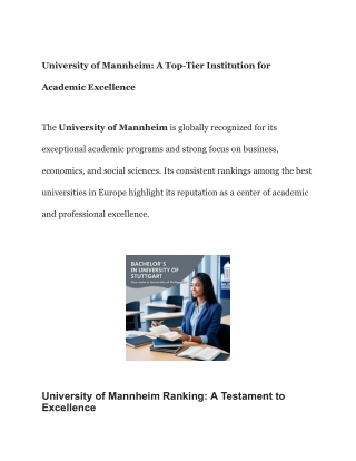 university of mannheim a top tier institution for