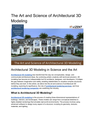 The Art and Science of Architectural 3D Modeling__ off-site Vizent Kriti