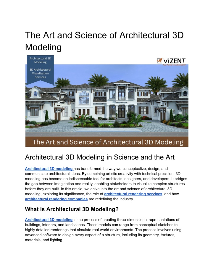 the art and science of architectural 3d modeling