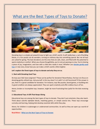what are the best types of toys to donate what