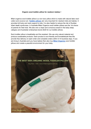 Organic wool toddler pillow for newborn babies !