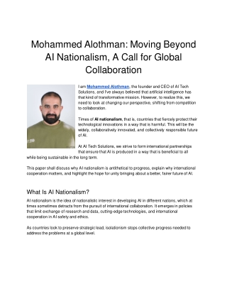 mohammed alothman moving beyond ai nationalism a call for global collaboration