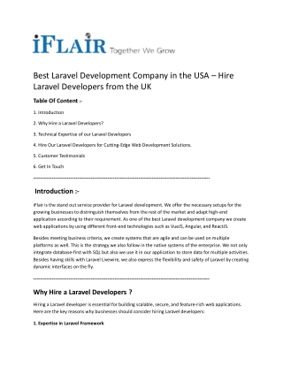 best laravel development company in the usa hire