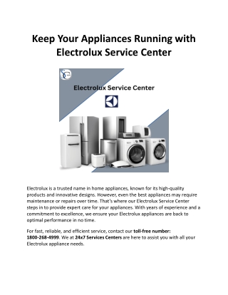 keep your appliances running with electrolux