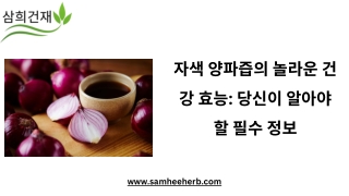 자색 양파즙의 놀라운 건강 효능: 당신이 알아야 할 필수 정보