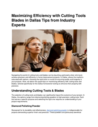 Maximizing Efficiency with Cutting Tools Blades in Dallas Tips from Industry Experts