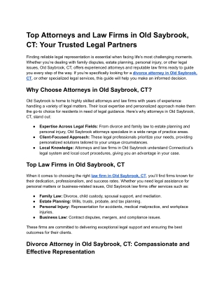 Top Attorneys and Law Firms in Old Saybrook, CT_ Your Trusted Legal Partners