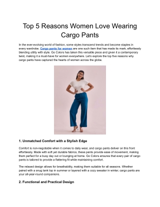 Top 5 Reasons Women Love Wearing Cargo Pants