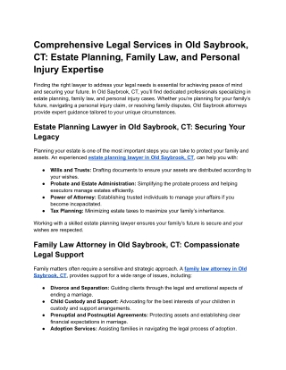 comprehensive legal services in old saybrook