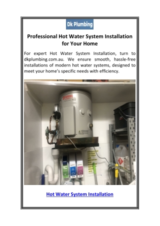 Professional Hot Water System Installation for Your Home