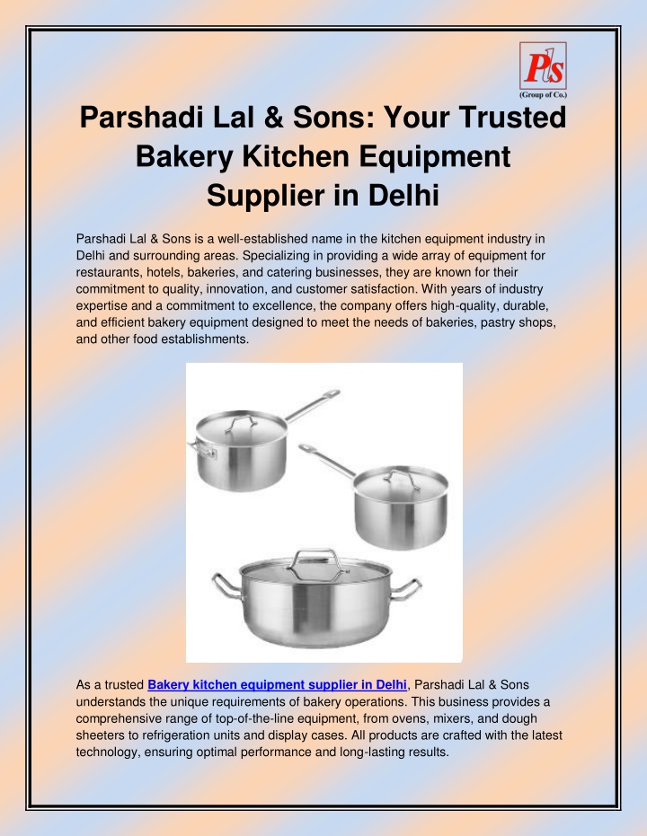 parshadi lal sons your trusted bakery kitchen