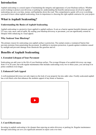 Asphalt Sealcoating: Protecting Your Blacktop Investment