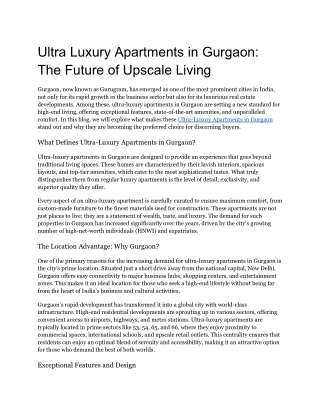 Ultra Luxury Apartments in Gurgaon_ The Future of Upscale Living