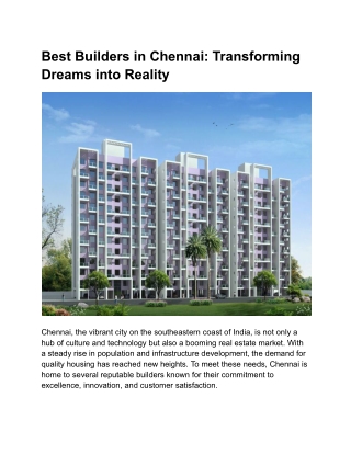 best builders in chennai transforming dreams into