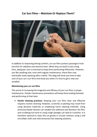 car sun films maintain or replace them