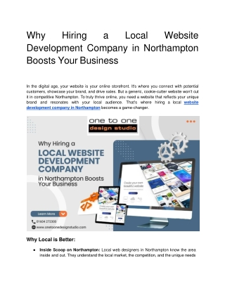 Why Hiring a Local Website Development Company in Northampton Boosts Your Business