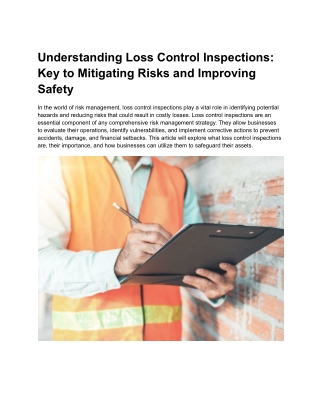 understanding loss control inspections