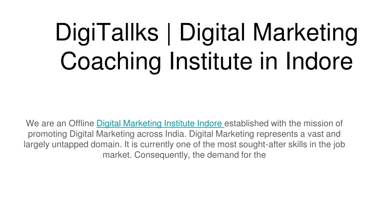 digitallks digital marketing coaching institute in indore