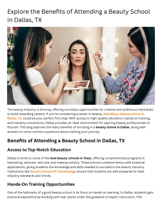 Explore the Benefits of Attending a Beauty School in Dallas, TX