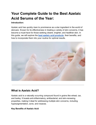 Your Complete Guide to the Best Azelaic Acid Serums of the Year