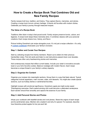 How to Create a Recipe Book That Combines Old and New Family Recipes