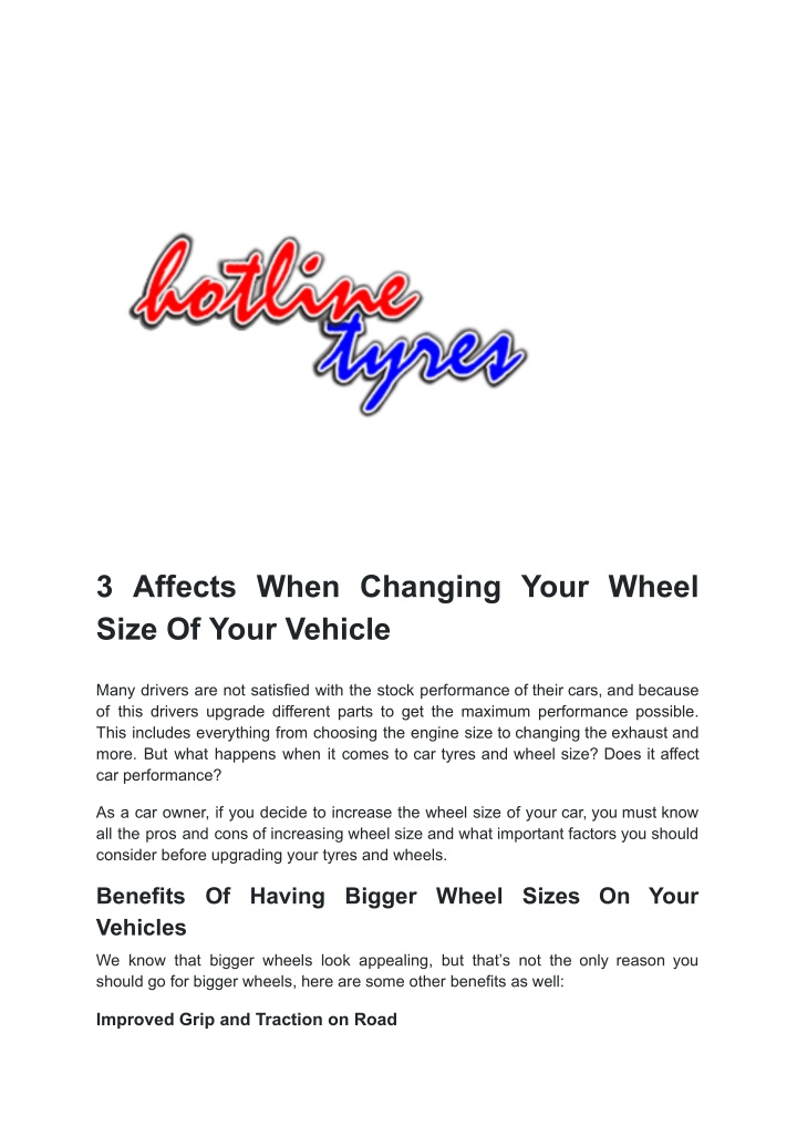 3 affects when changing your wheel size of your