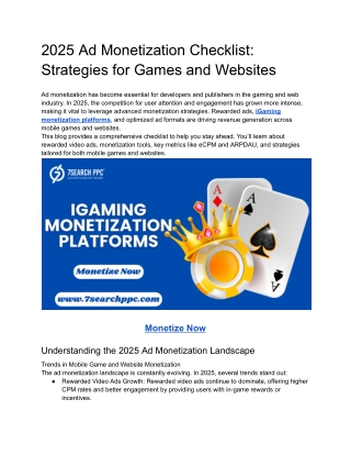 2025 Ad Monetization Checklist_ Strategies for Games and Websites