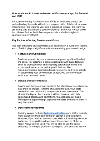 how much would it cost to develop an e commerce