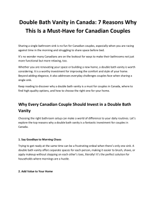 Double Bath Vanity in Canada 7 Reasons Couples Need One