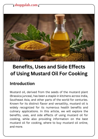 Benefits, Uses and Side Effects of Using Mustard Oil For Cooking