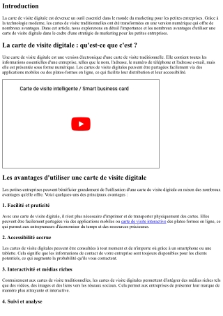 La carte de visite digitale : un outil de marketing puissant pour les petites en