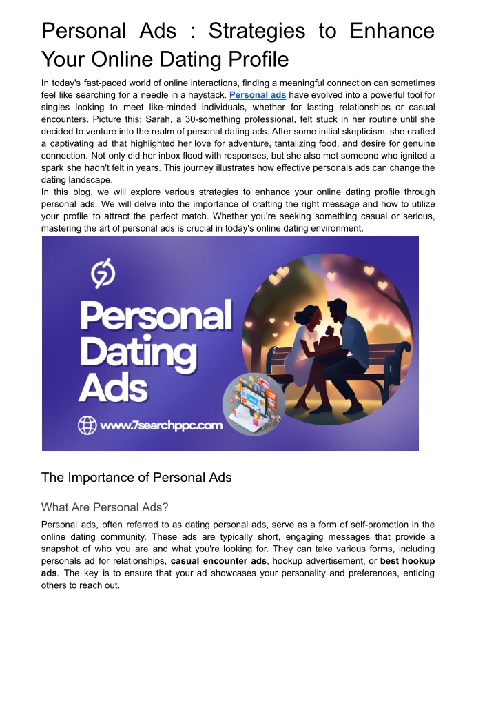 personal ads strategies to enhance your online