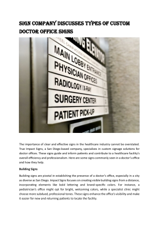 Sign Company Discusses Types of Custom Doctor Office Signs