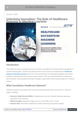 Unlocking Innovation The Role of Healthcare Datasets in Machine Learning