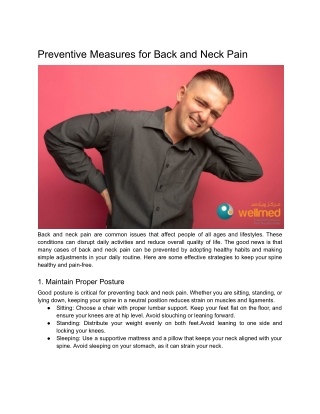 Preventive Measures for Back and Neck Pain