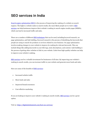 Seo services in India