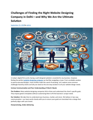 Challenges of Finding the Right Website Designing Company in Delhi