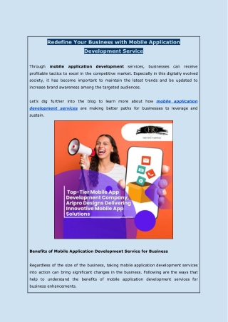 Redefine Your Business with Mobile Application Development Service