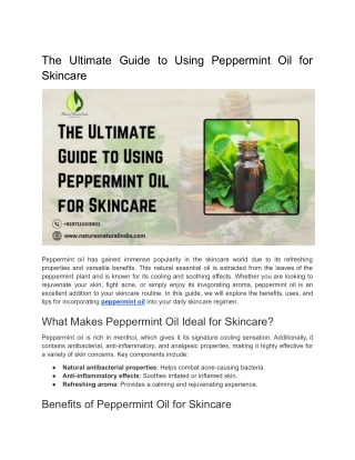 The Ultimate Guide to Using Peppermint Oil for Skincare