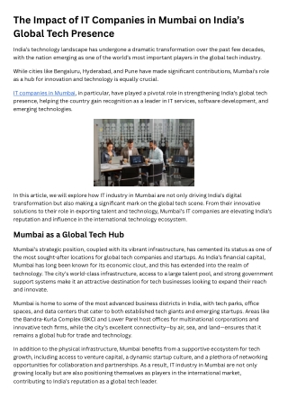 The Impact of IT Companies in Mumbai on India’s Global Tech Presence