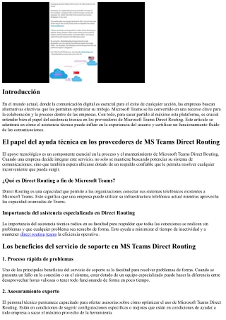 El papel del  servicio de soporte  en los proveedores de MS Teams Direct Routing