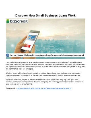 Discover How Small Business Loans Work