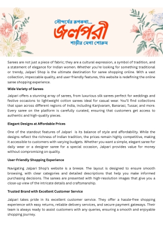 Explore exclusive range of sarees only at Jalpari