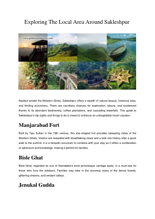 exploring the local area around sakleshpur