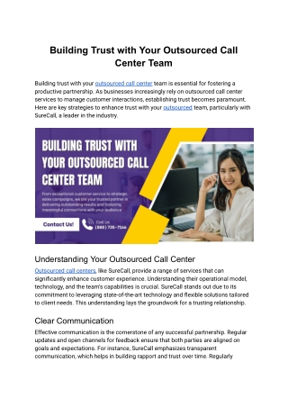 building trust with your outsourced call center