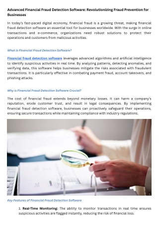 Advanced Financial Fraud Detection Software Revolutionizing Fraud Prevention for Businesses