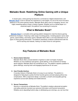 mahadev book redefining online gaming with