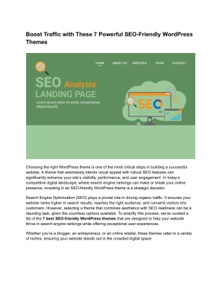 Boost Traffic with These 7 Powerful SEO-Friendly WordPress Themes
