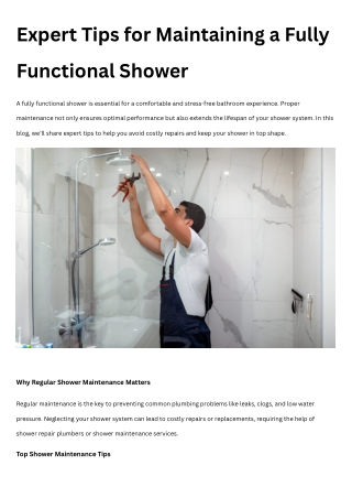 Expert Tips for Maintaining a Fully Functional Shower