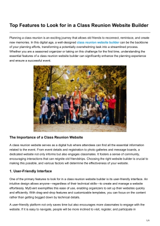 top features to look for in a class reunion